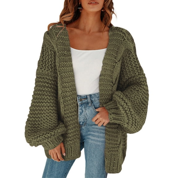 Dellytop Womens Chunky Cardigan Cable Knit Oversized Open Front Cardigan Sweaters