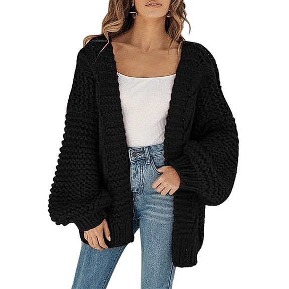 Dellytop Womens Chunky Cardigan Cable Knit Oversized Open Front Cardigan Sweaters