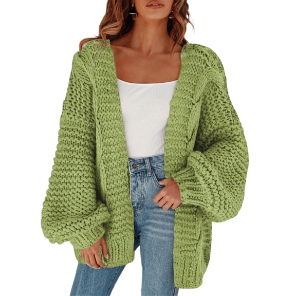 Dellytop Womens Chunky Cardigan Cable Knit Oversized Open Front Cardigan Sweaters