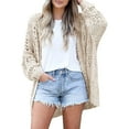 thumbnail image 1 of Dellytop Womens Crochet Boho Solid Color Open Front Cardigan Sweater Beige L, 1 of 3