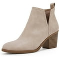 thumbnail image 1 of Dellytop Womens Cutout Pointed Toe Block Stacked Chunky Heel Side Zipper Ankle Boots, 1 of 3