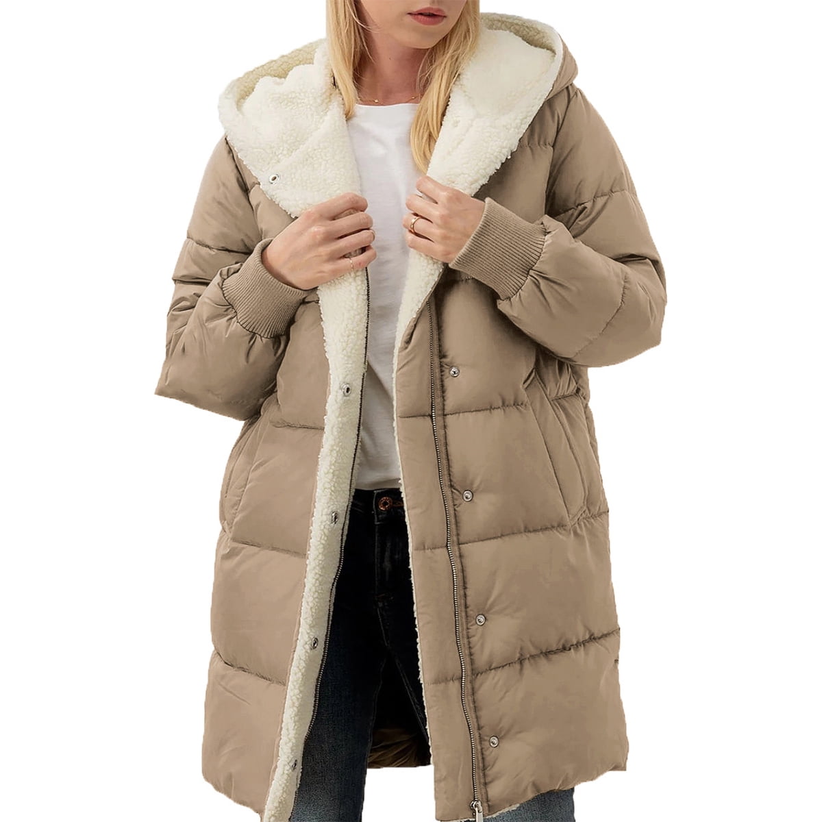 fleece lined puffer jacket