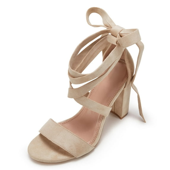 Dellytop Womens Lace Up Chunky Ankle Strappy Pumps High Heels Sandals