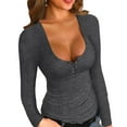 thumbnail image 1 of Dellytop Womens Long Sleeve Henley Button Ribbed Knit Casual Tees, 1 of 2
