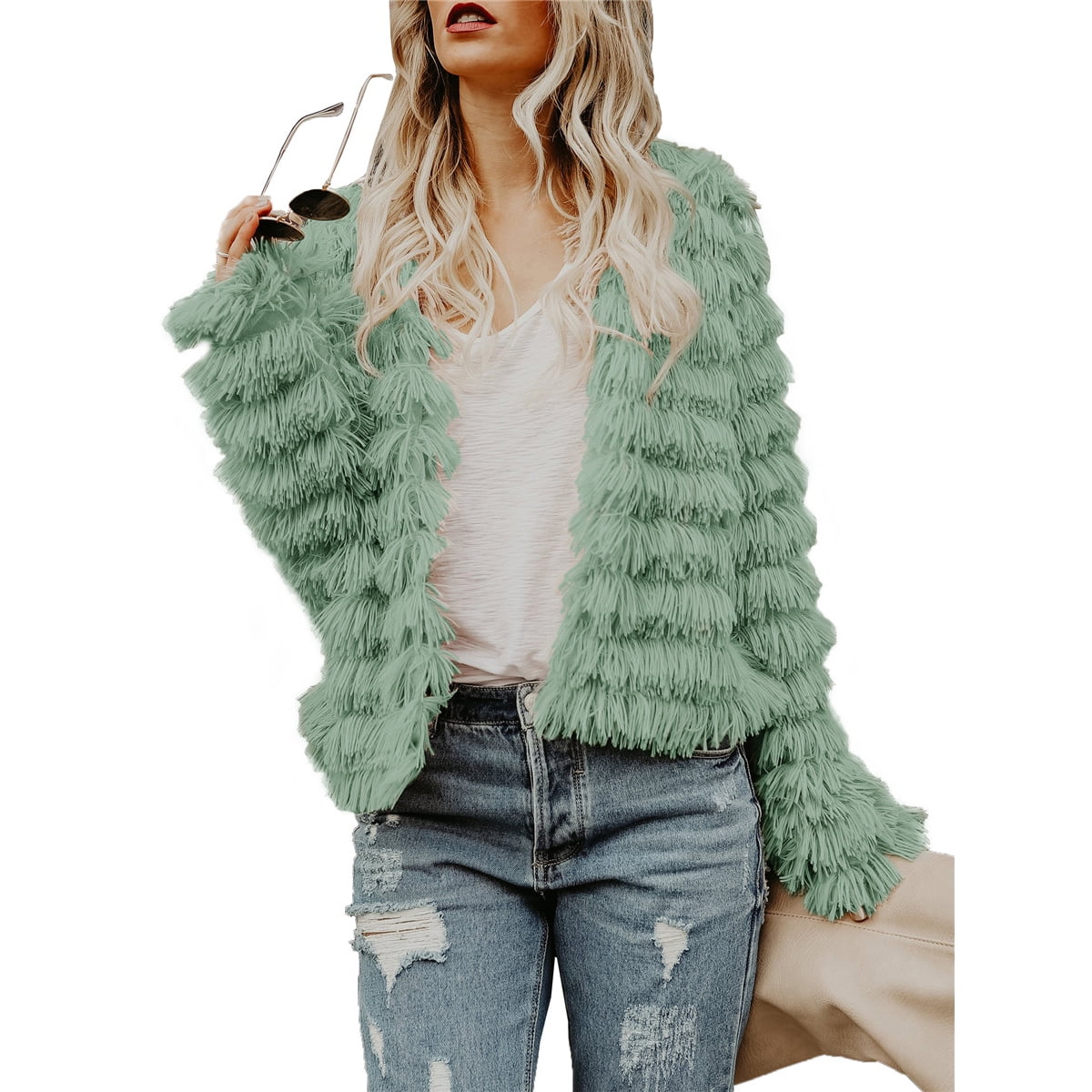 Shaggy fur shop cardigan