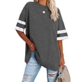 thumbnail image 1 of Dellytop Womens Oversized Tees Loose Half Sleeve Crew Neck Color Block T Shirts, 1 of 3