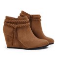 thumbnail image 1 of Dellytop Womens Wedge Ankle Boots Braided Fringe Strap Heeled Fall Booties Dress Shoes, 1 of 3
