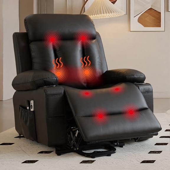 Delmango Faux Leather Recliner Chair with Push Back and Lumbar Support, Overstuffed Living Room Reclining Sofa, Brown