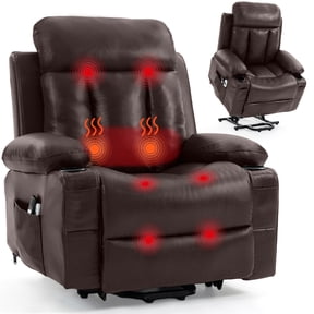 Delmango Faux Leather Power Recliner for Elderly with Push Back and Lumbar Support, Overstuffed Living Room Reclining Sofa, Brown
