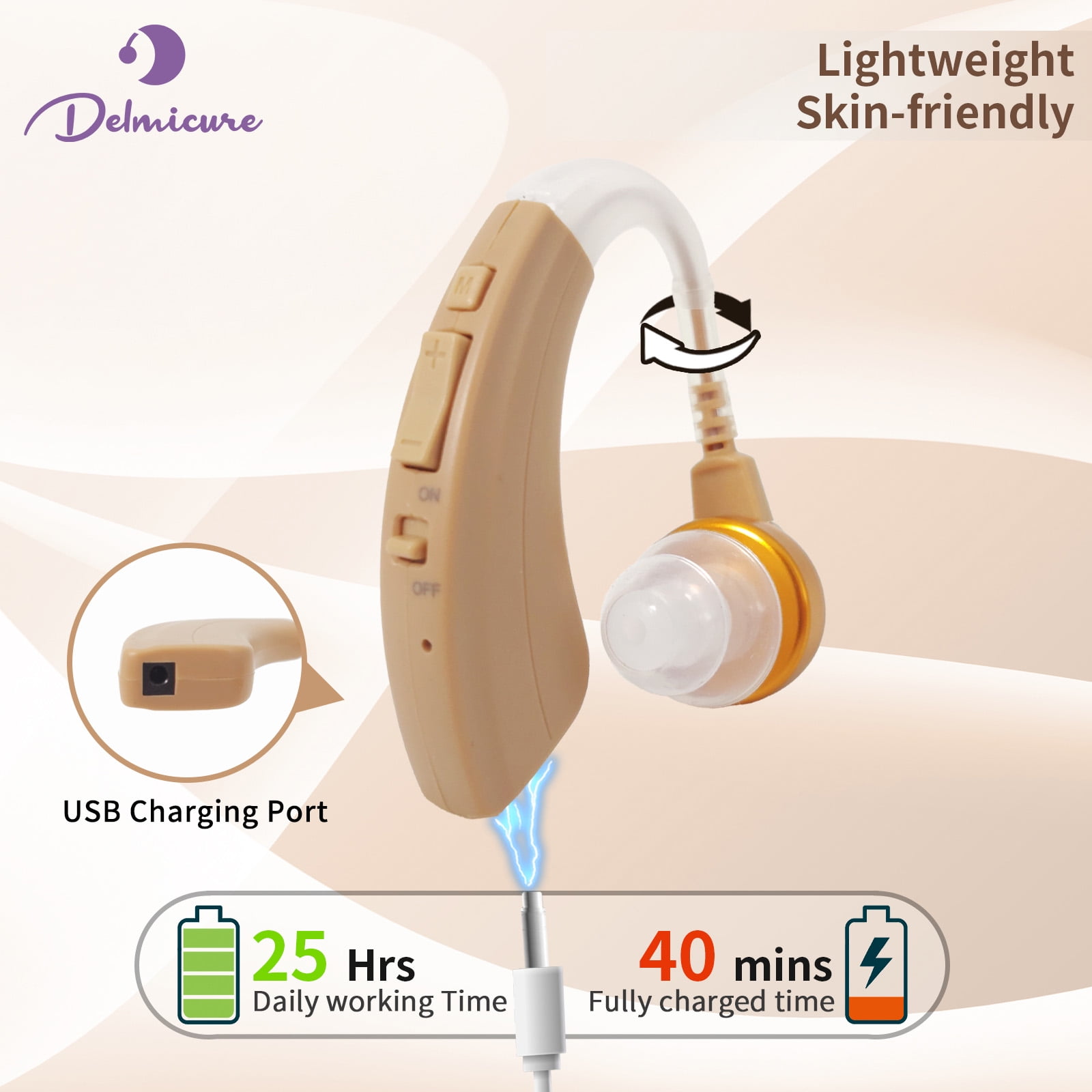 Delmicure Hearing Aid VHP-1221 for Seniors, Rechar