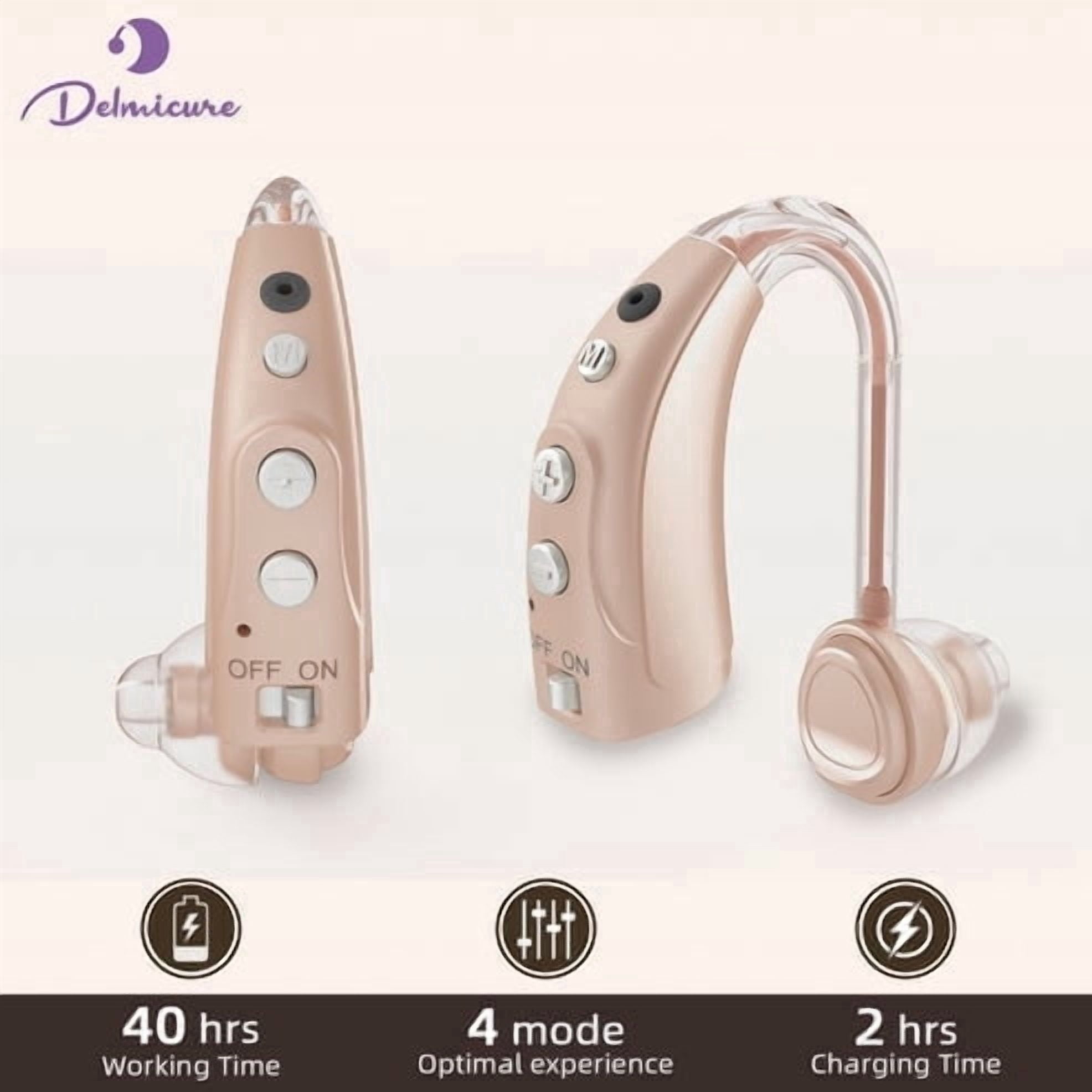 Delmicure Hearing Aids for Seniors, 16-Channel Digital Hearing Aid, Rechargeable, 4-Mode, VHP-1710, 1 Pair