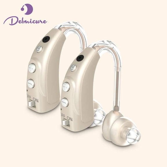 Delmicure Hearing Aids for Seniors with 4-Mode & 8-Level Volume Control, Rechargeable 16-Channel Sound Device, VHP-1710 Gold - Pair