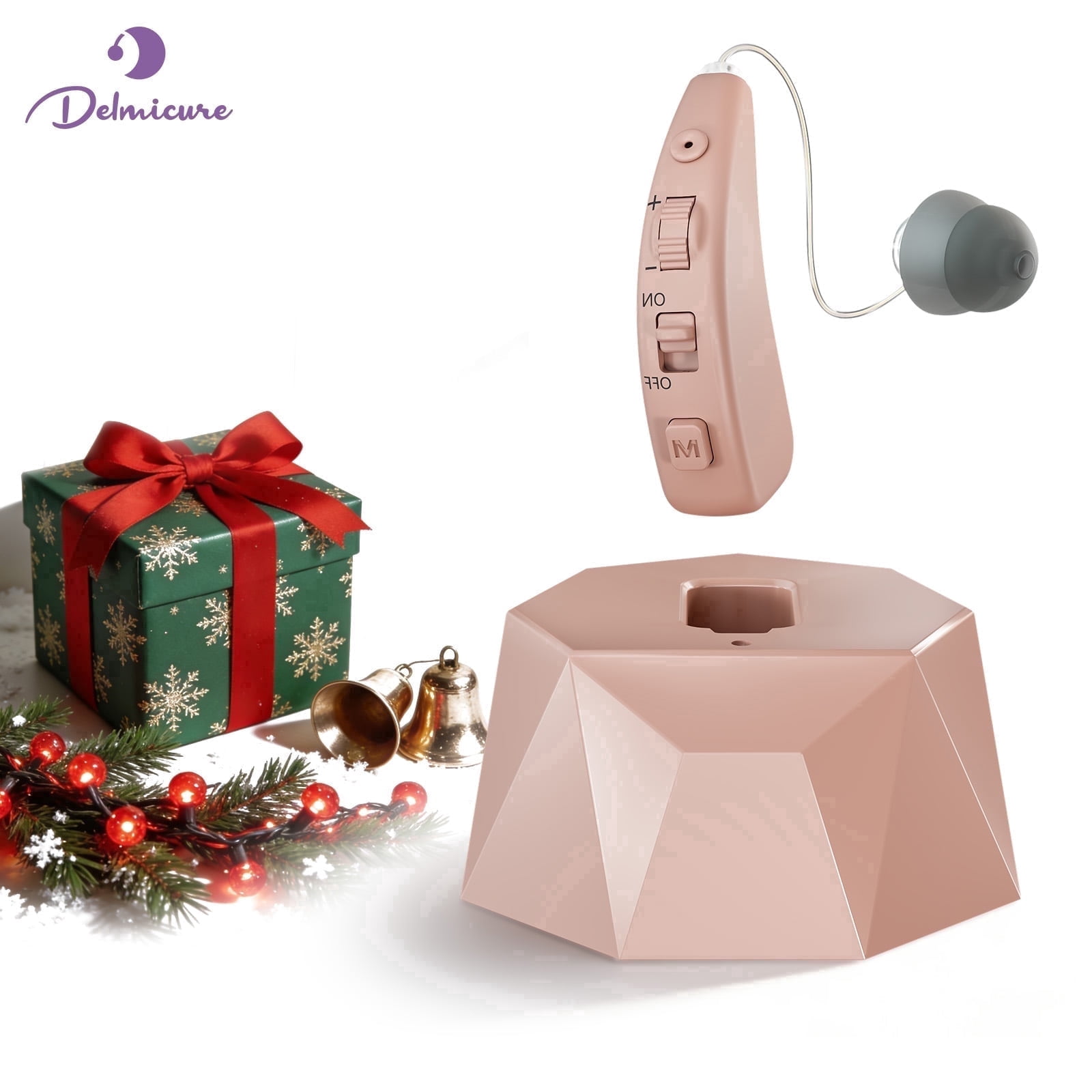 Delmicure Hearing Aids for Seniors with Charging Base, 8-Level Volume, Rechargeable, Digital, VHP-1505 Beige, Single