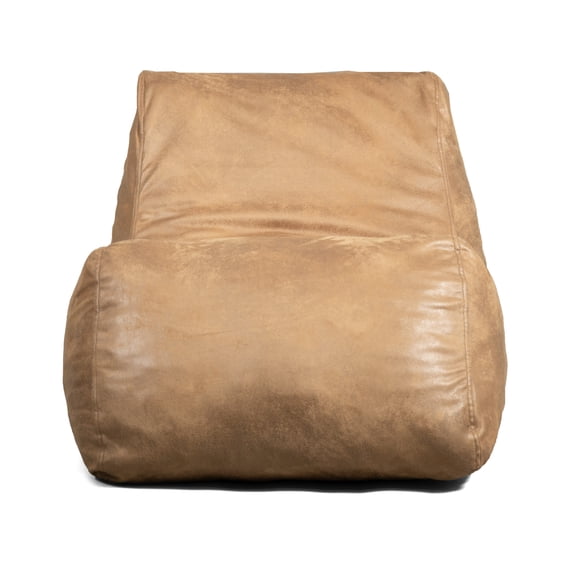 Big Joe Delmont Lounger, Foam Filled Bean Bag Chair, Vintage Tan Vegan Suede, Vegan Leather, 4.5 Feet