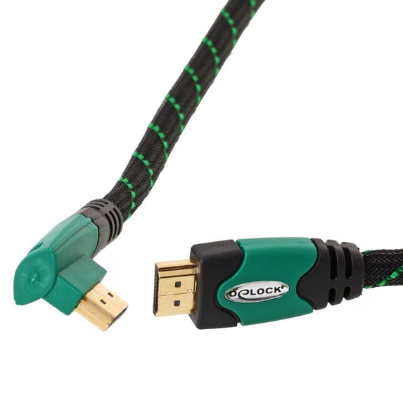 Delock High Speed HDMI-Kabel mit Ethernet (gewinkelt A-A/Stecker-Stecker, 1m) 1m (gewinkelt) gr