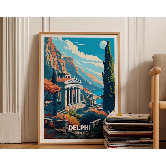 Delphi Greece Landscape Wall Art Print, Unframed Paper Poster 8x10in