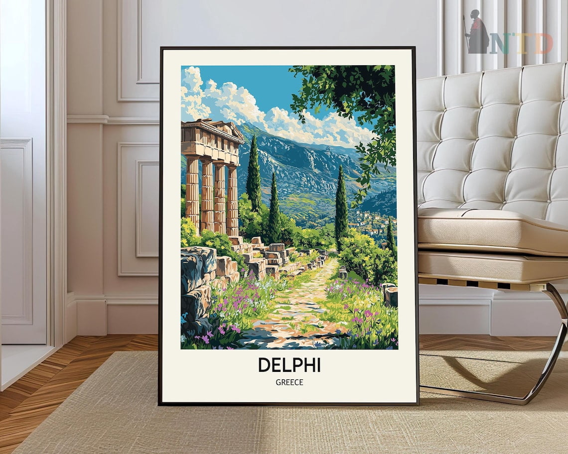 Delphi Greece Wall Art Print, Ancient City Map Travel Photography Decor ...