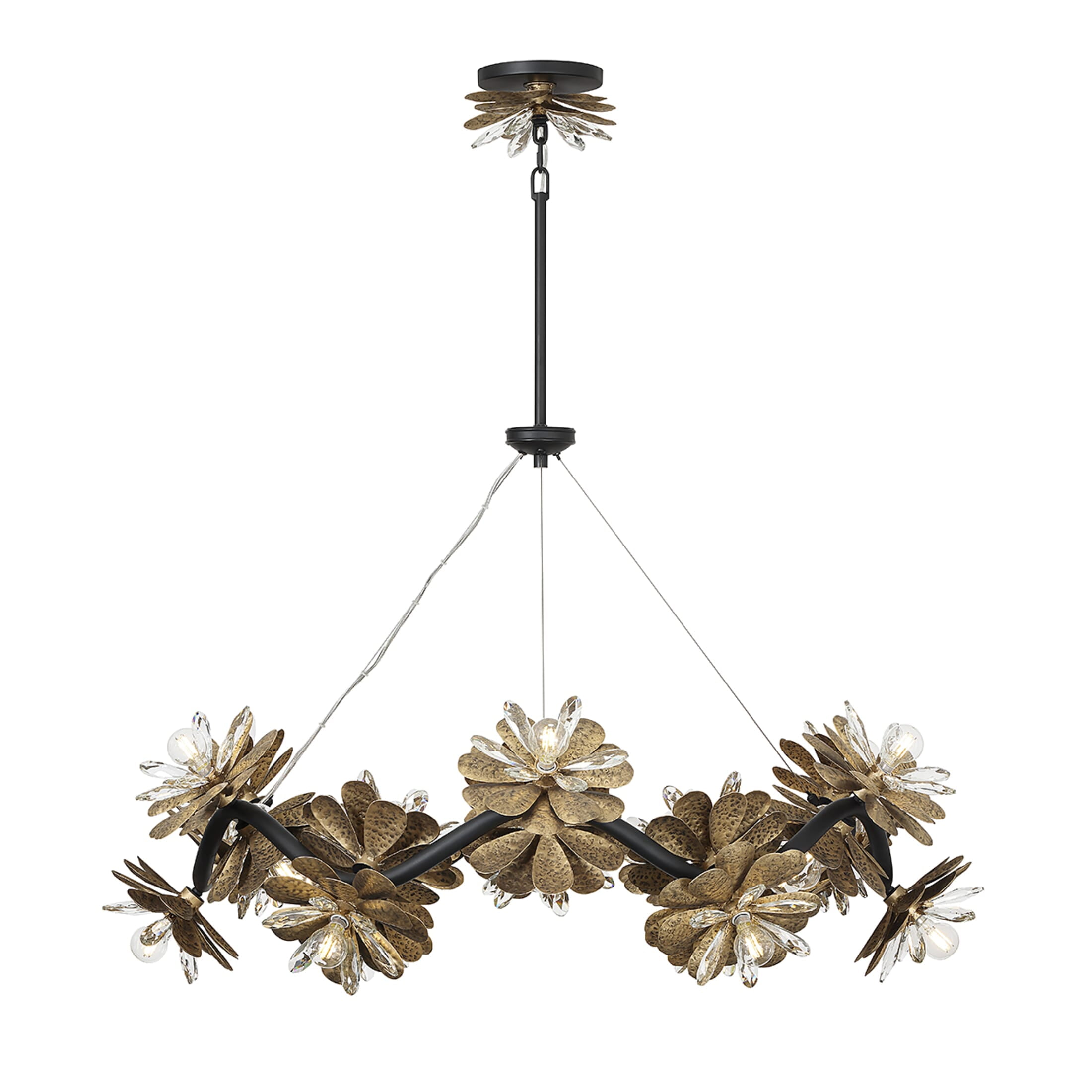 Giselle 24-Light Black and Gold Crystal Chandelier