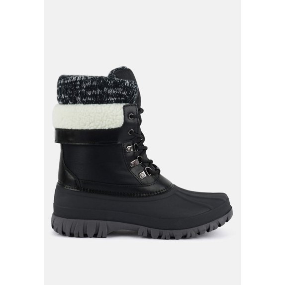 Delphine Knitted Collar Lace Up Boots
