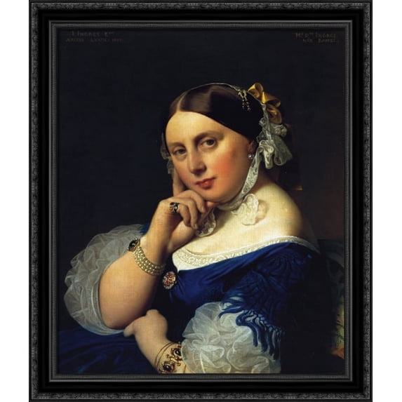 Delphine Ramel, Madame Ingres 28x34 Large Black Ornate Wood Framed Canvas Art by Jean Auguste Dominique Ingres