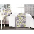 thumbnail image 1 of Delphinium Pattern Bed Runner Set, Simple Design Modern Leaves Greenery with Floral Pattern Art, Decorative Bedding Scarf & 2 Pillow Shams for Hotels Homes, King, Yellow Green Lavender, by Ambesonne, 1 of 3