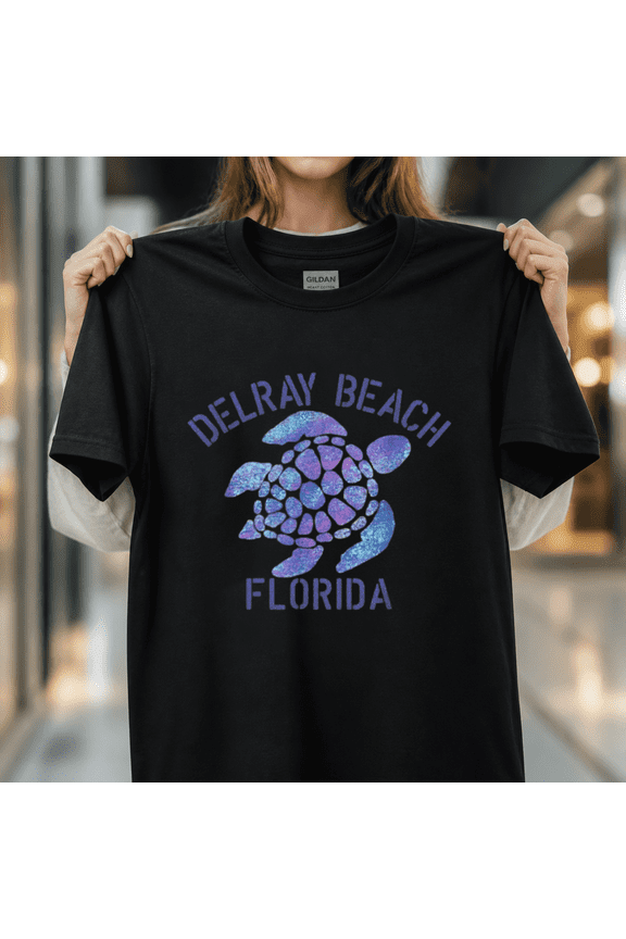Delray Beach Florida Beach Design Tribal Turtle Gift Unisex T-Shirt, S - 5XL