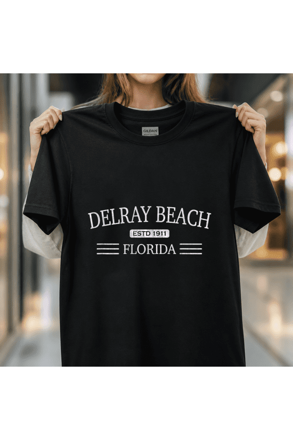 Delray Beach Florida FL Distressed Block Letter Destination Unisex T-Shirt, S - 5XL