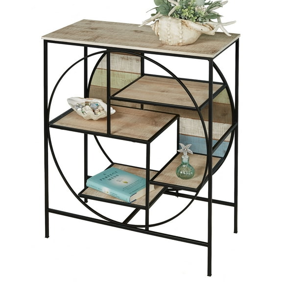 Delray Coastal Console Table with Display Shelves