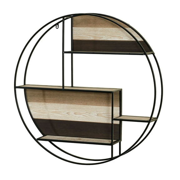 Delray Urban Circle Wall Shelf Black 32”Dia.x6”D