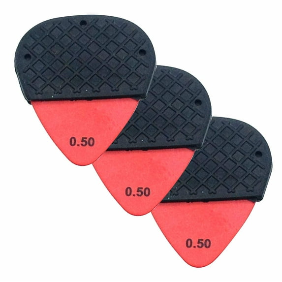 Delrin Guitar Pick with Removable Dynamic Knurl Rubber Grip Size: 0.50 (3 pack)