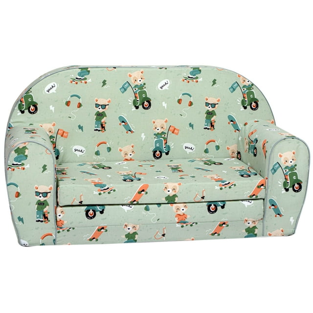 Delsit Children's Chair, Toddler Couch & Kids Flip Open Foam Sofa