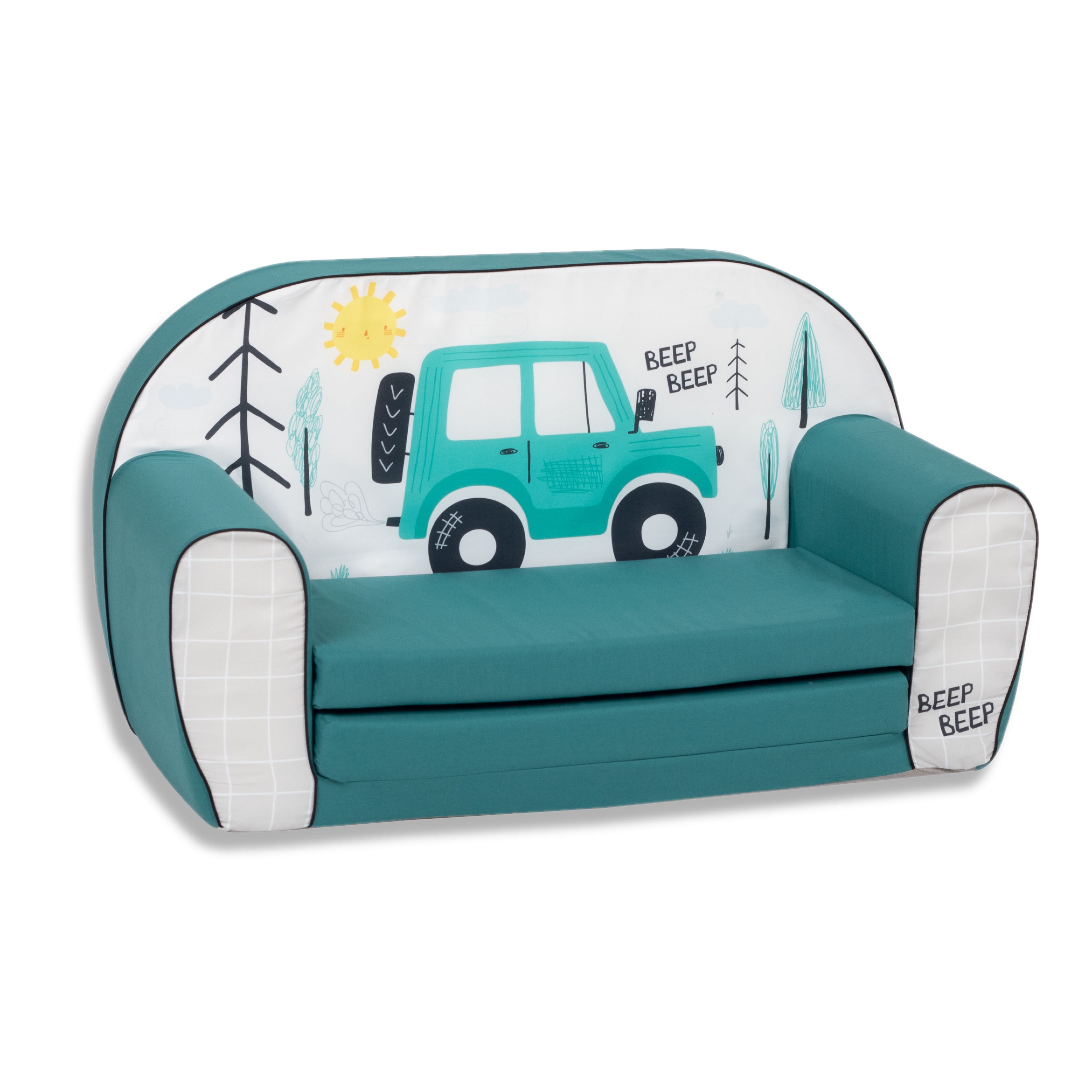Delsit Toddler Couch Kids Sofa European Made Children s 2 in 1 Flip Open Foam Double Sofa Convertible Sofa to Lounger Baby Couch Comfy Seat That Fits Any Decor