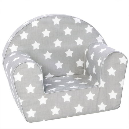 Delsit Toddler Lightweight Kid Sized Lounger Reading Chair, Grey w/ Stars