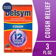 Delsym Adult 12 hour Cough Relief Suppressing Liquid Medicine, Grape Flavor, 3 fl oz