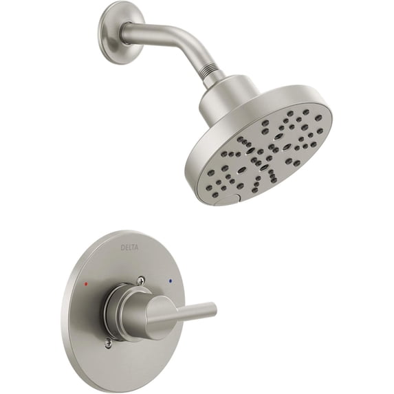 Delta Nicoli 14 Series H2Okinetic Shower Faucet Set, Brushed Nickel Shower Head and Handle Set, Valve Trim Kit, Stainless (Shower Valve Included)