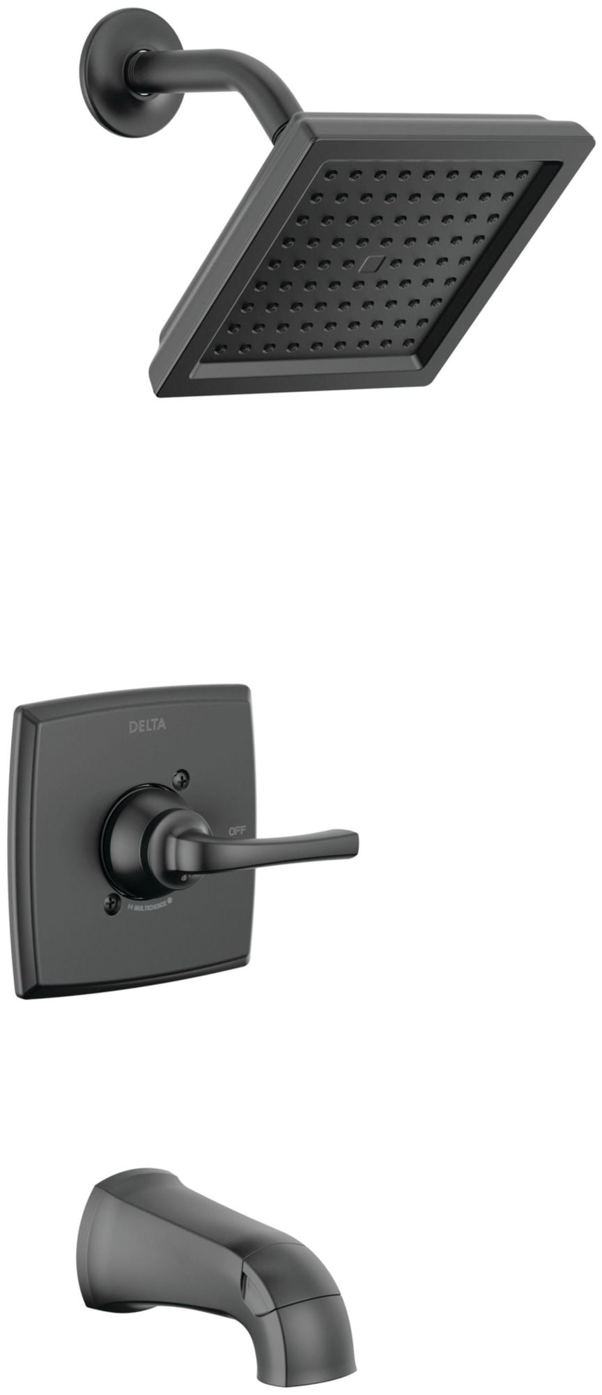 Matte Black Square Wall Mounted Tub and Shower Faucet Set