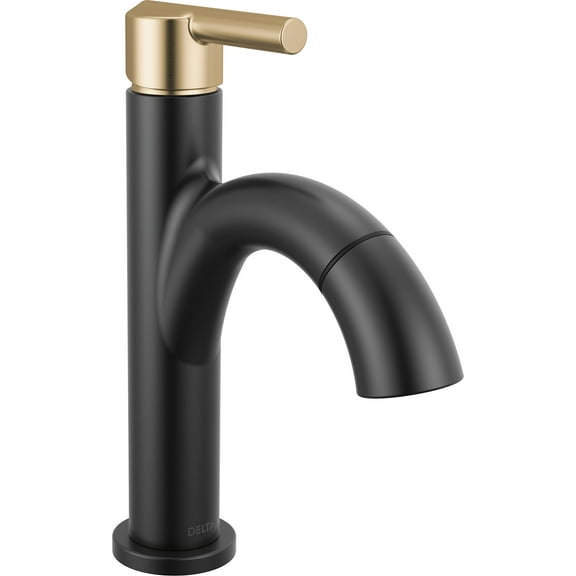 Delta 15749Lf-Pd Nicoli 1.2 GPM Single Hole Bathroom Faucet - Matte Black / Champagne