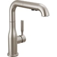 thumbnail image 1 of Delta Almari Brushed Nickel Kitchen Faucet with Pull-Out Sprayer, Modern Single Hole Kitchen Sink Faucet, Single Handle, Stainless, 1 of 8