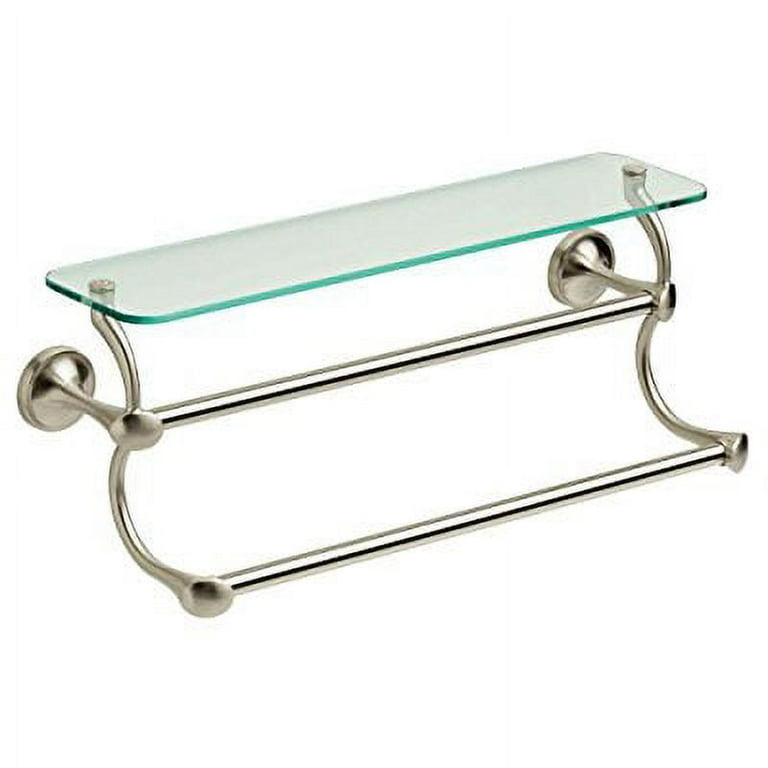18 in. Glass Shelf with Double Towel Bar in SpotShield Brushed Nickel 18 in. Glass Shelf with Double Towel Bar in SpotShield Brushed Nickel