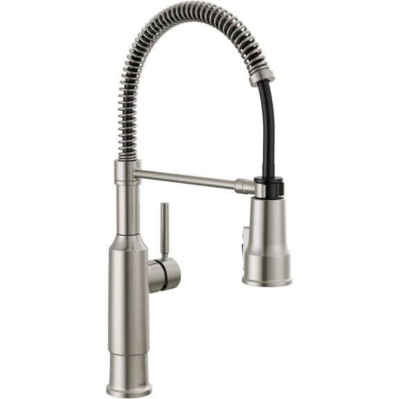 Delta Theodora Pro Style Commercial Kitchen Faucet with Pull Down Sprayer, Brushed Nickel Single Hole Kitchen Sink Faucet, Single Handle, Spotshield Stainless