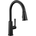 thumbnail image 1 of Delta Finnridge Matte Black Kitchen Faucet with Pull Down Sprayer, High Pressure ProClean Spray Modern Single Hole Kitchen Sink Faucet, Matte Black, 1 of 8