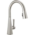 thumbnail image 1 of Delta Lenta Brushed Nickel Kitchen Faucet with Pull Down Sprayer, Modern Single Hole Kitchen Sink Faucet, Single Handle, SpotShield Stainless, 1 of 8