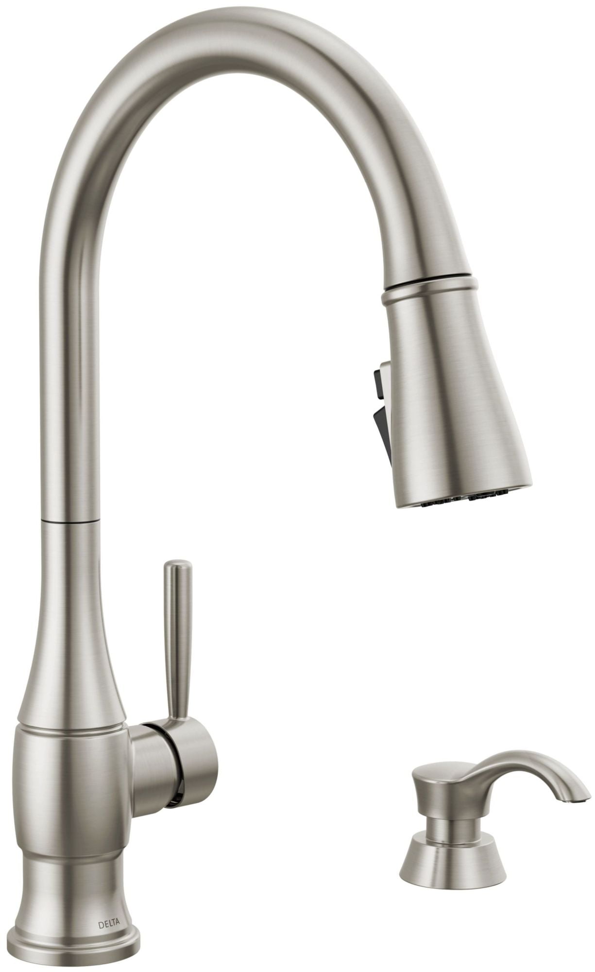 Hazelwood Stainless Steel Pull-Down Kitchen Faucet with Soap Dispenser
