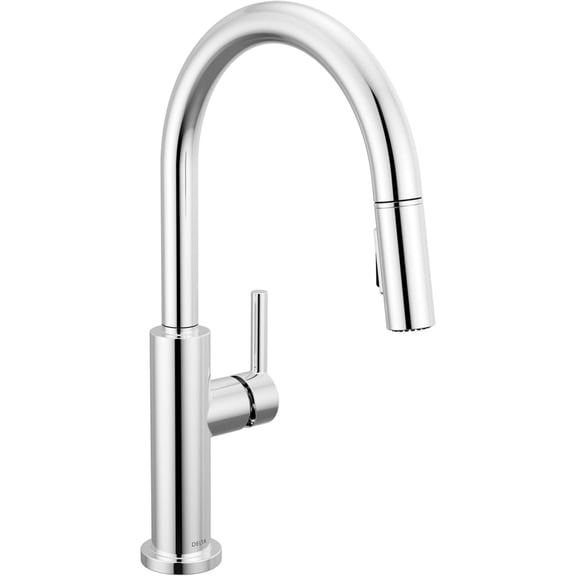 Delta Nicoli Chrome Kitchen Faucet with Pull Down Sprayer, Modern Single Hole Kitchen Sink Faucet, Single Handle, Chrome