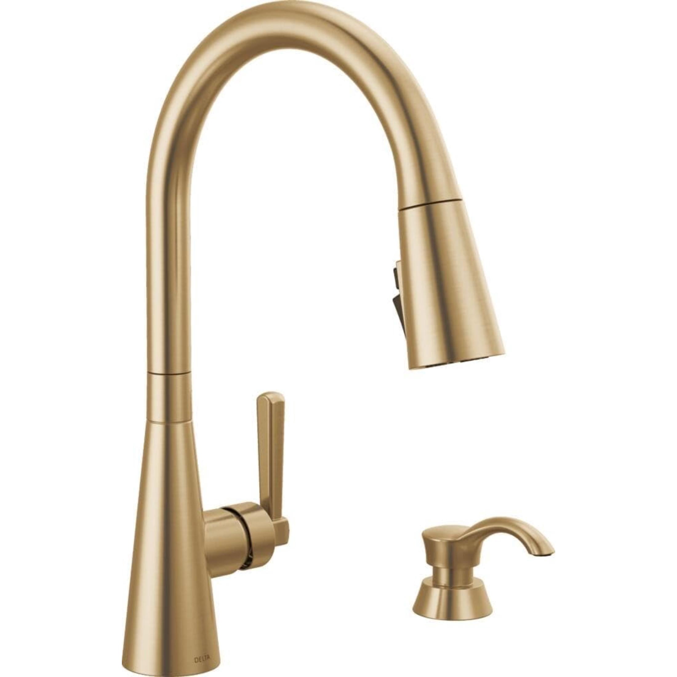 Delta Faucet Boyd Kitchen Faucet with Soap Dispenser, Kitchen Faucets with Pull Down Sprayer Gold, Kitchen Sink Faucet with Magnetic Docking Spray Head, Champagne Bronze