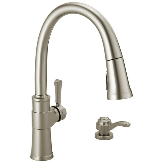 Delta Spargo Single-Handle Pull-Down Sprayer Kitchen Faucet with Soap Dispenser (New Open Box)