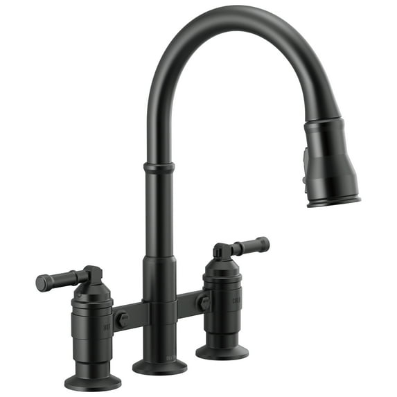 Delta 2390L-Dst Broderick 1.8 GPM Widespread Bridge Pull Down Kitchen Faucet - Black