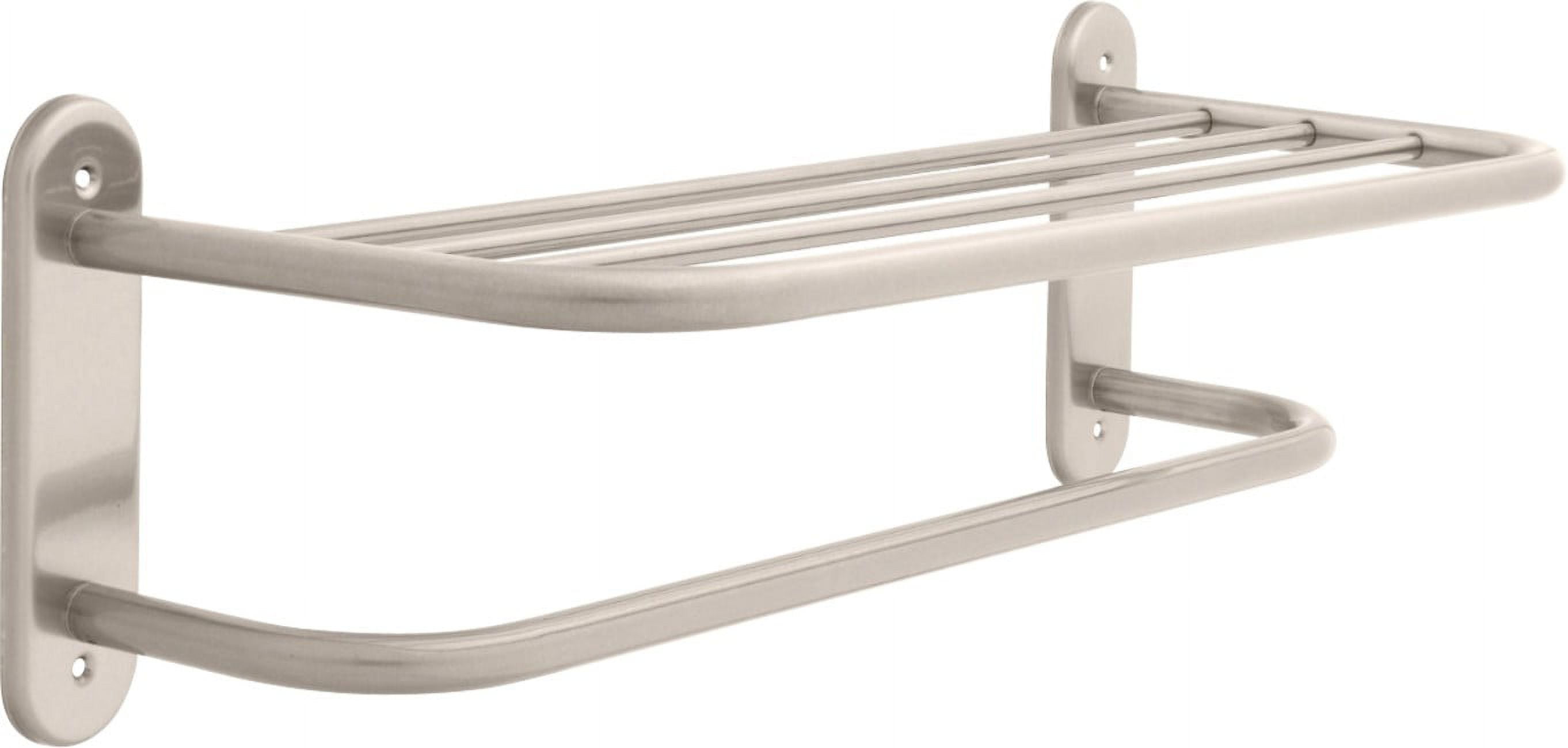Satin Nickel Wall Mounted Towel Shelf with Bar