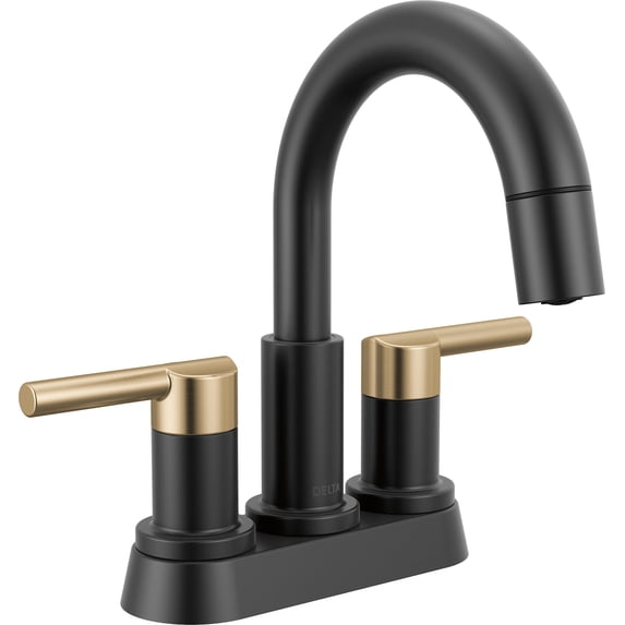 Delta 25749LF-GZPD Nicoli 1.2 GPM Centerset Bathroom Faucet - Matte Black / Champagne