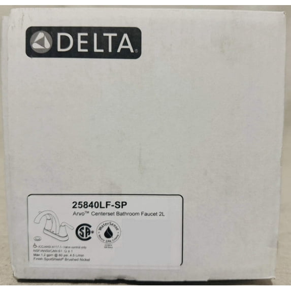 Delta Bathroom Sink Faucet Arvo Centerset Brushed Nickel, 25840LF-SP Faucet